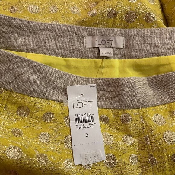 ANN TAYLOR LOFT Women's Yellow Sparkle Polka Dot Skirt - Size 2 - NWT $69.50 - Picture 4 of 4